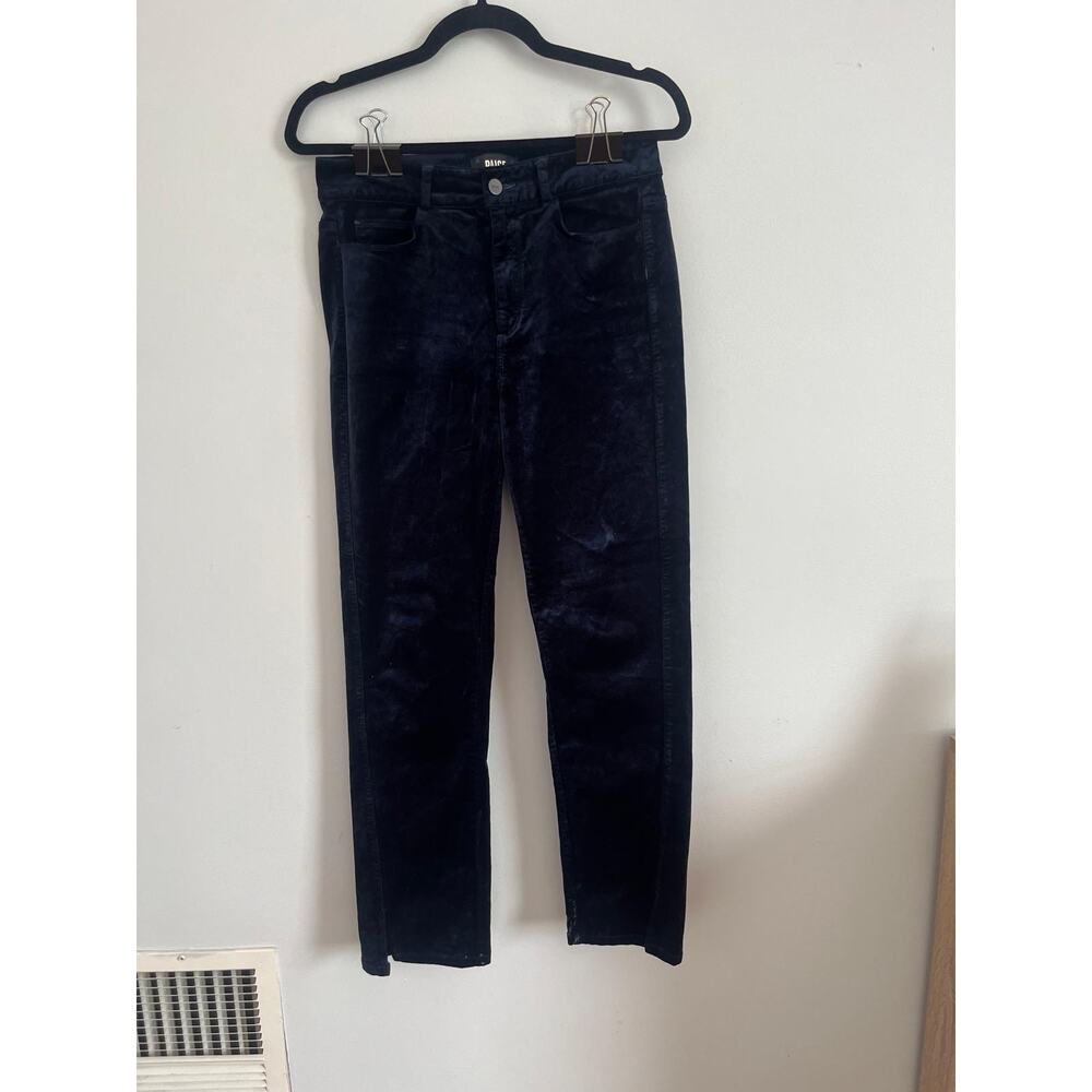 Paige Pants Women 27 Navy Velvet Straight‎ Leg Mid Rise Classic Fit